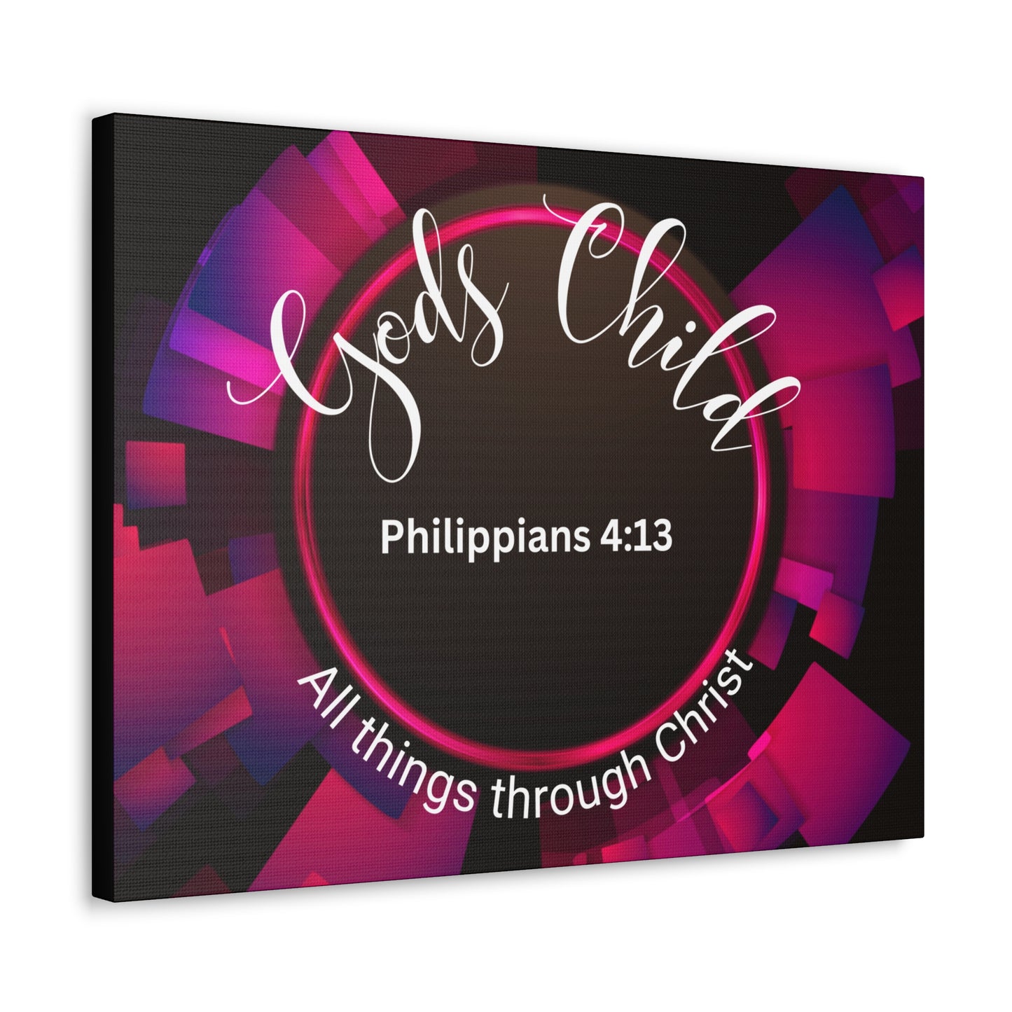 Christian Wall Art: Scripture Philippians 4:13 All thing through Christ/Gods Child (Wood Frame Ready to Hang)