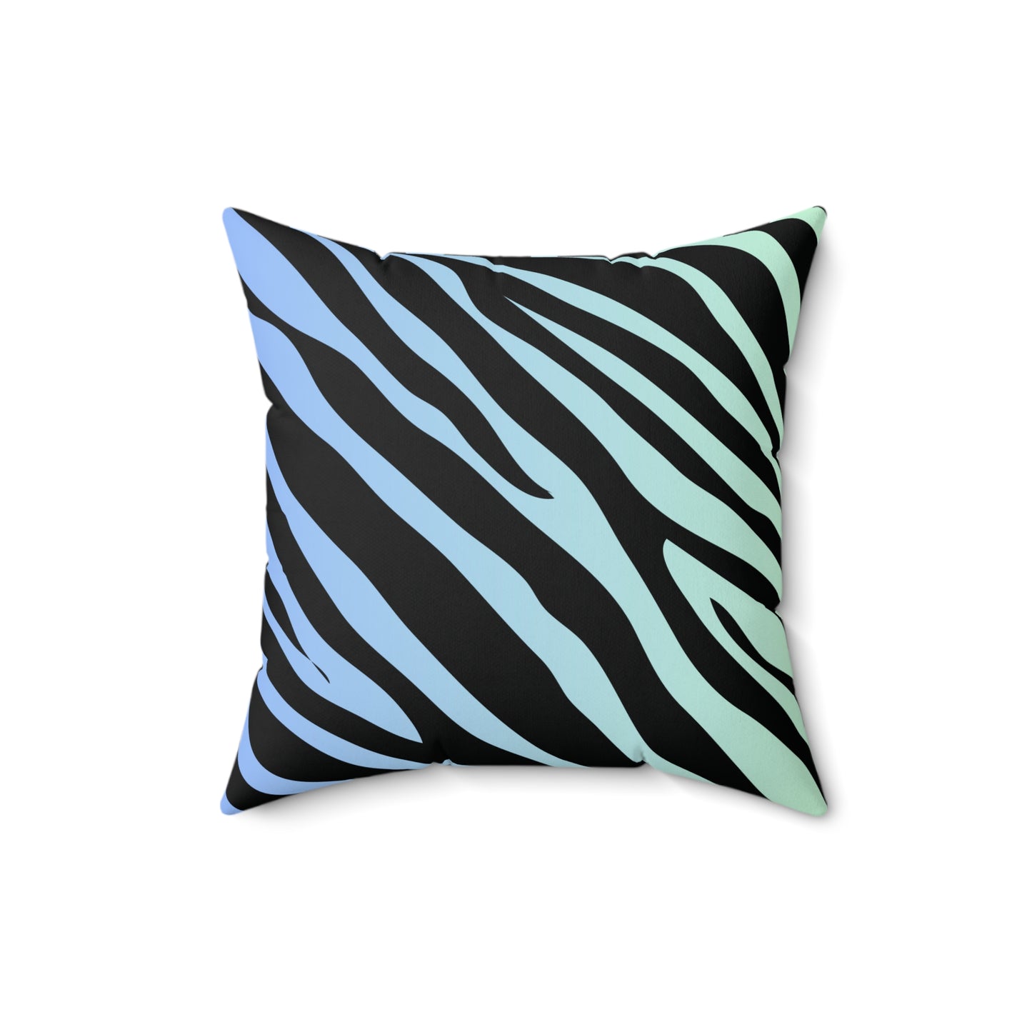 Zebra Print Blue-Green Ombre Throw Pillow