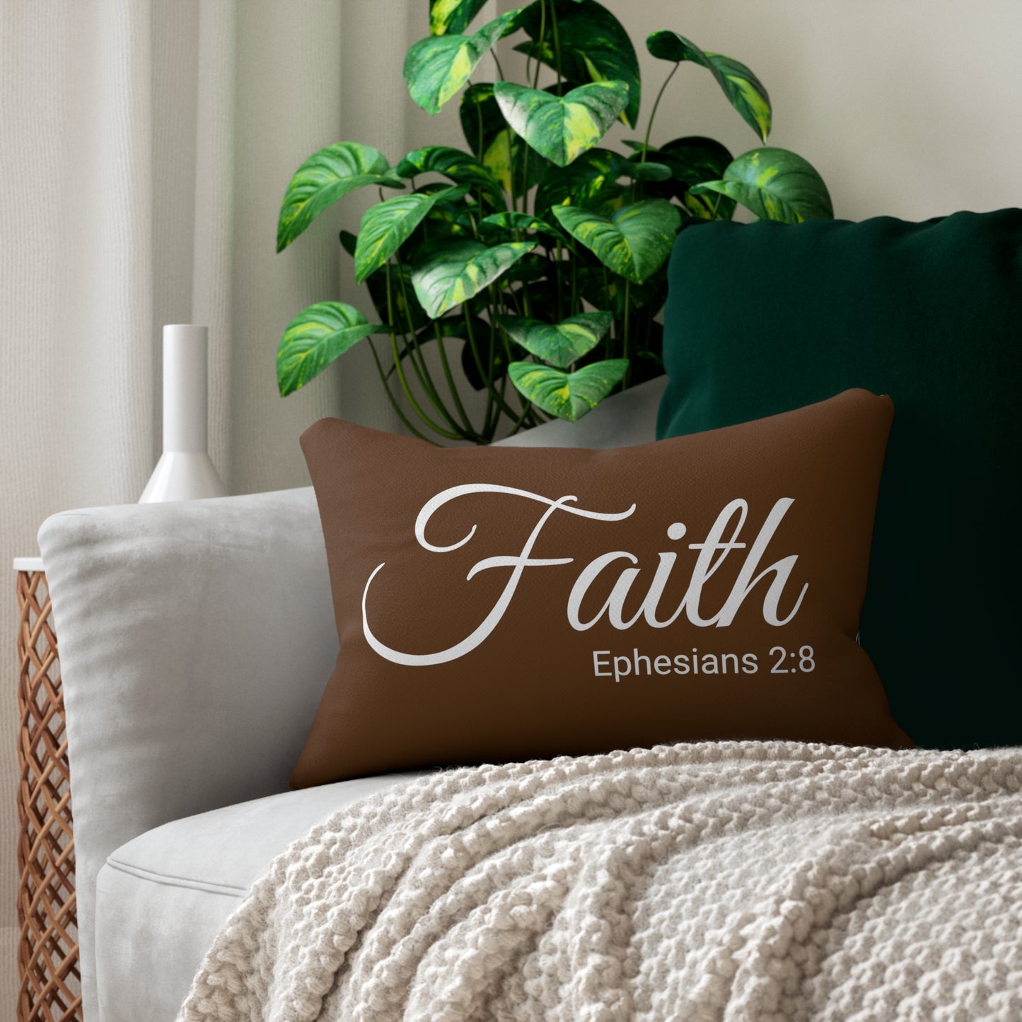 Scripture Faith Ephesians 2:8 Bible Verse Pillow