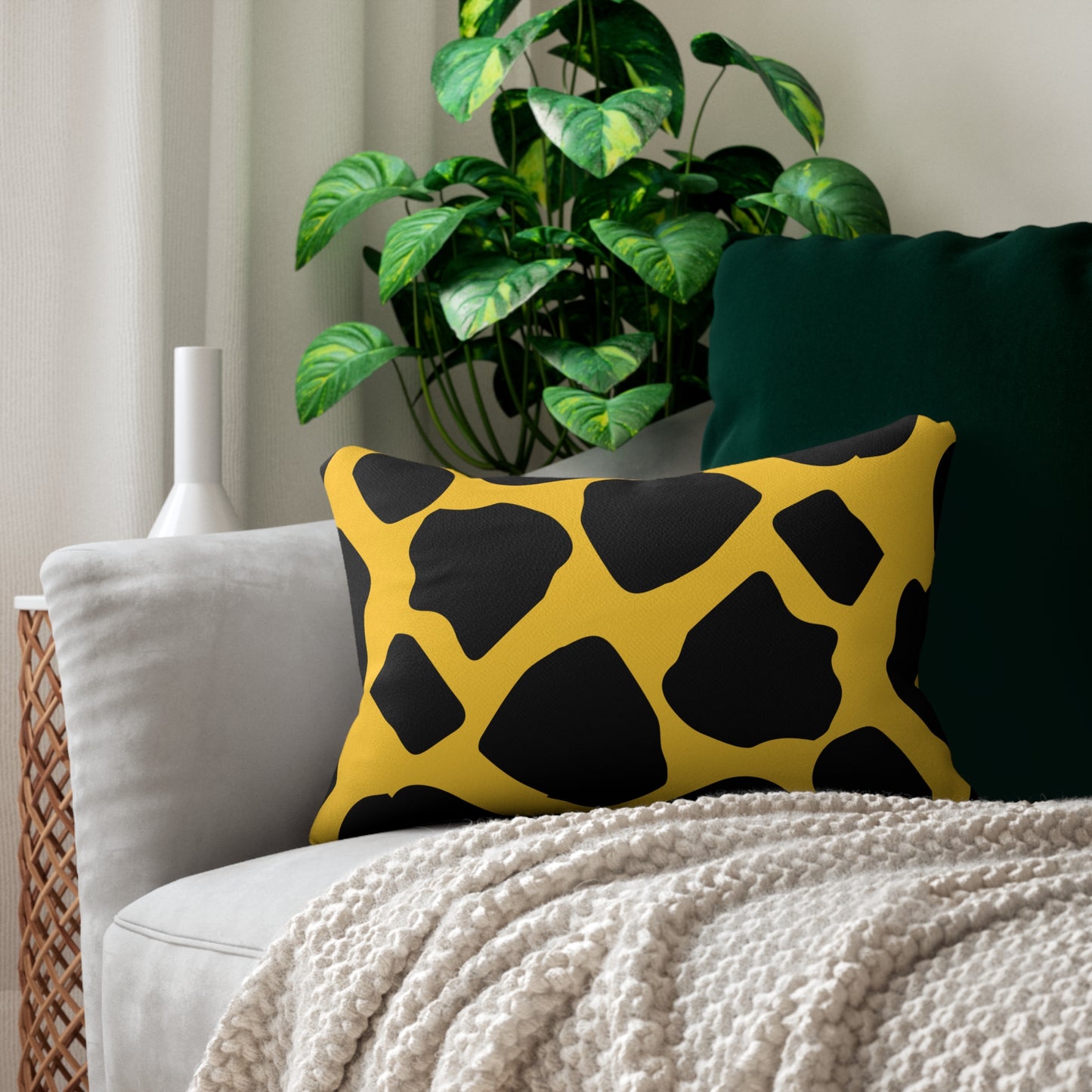 Cow Print (Dual) Gold Accent Pillow