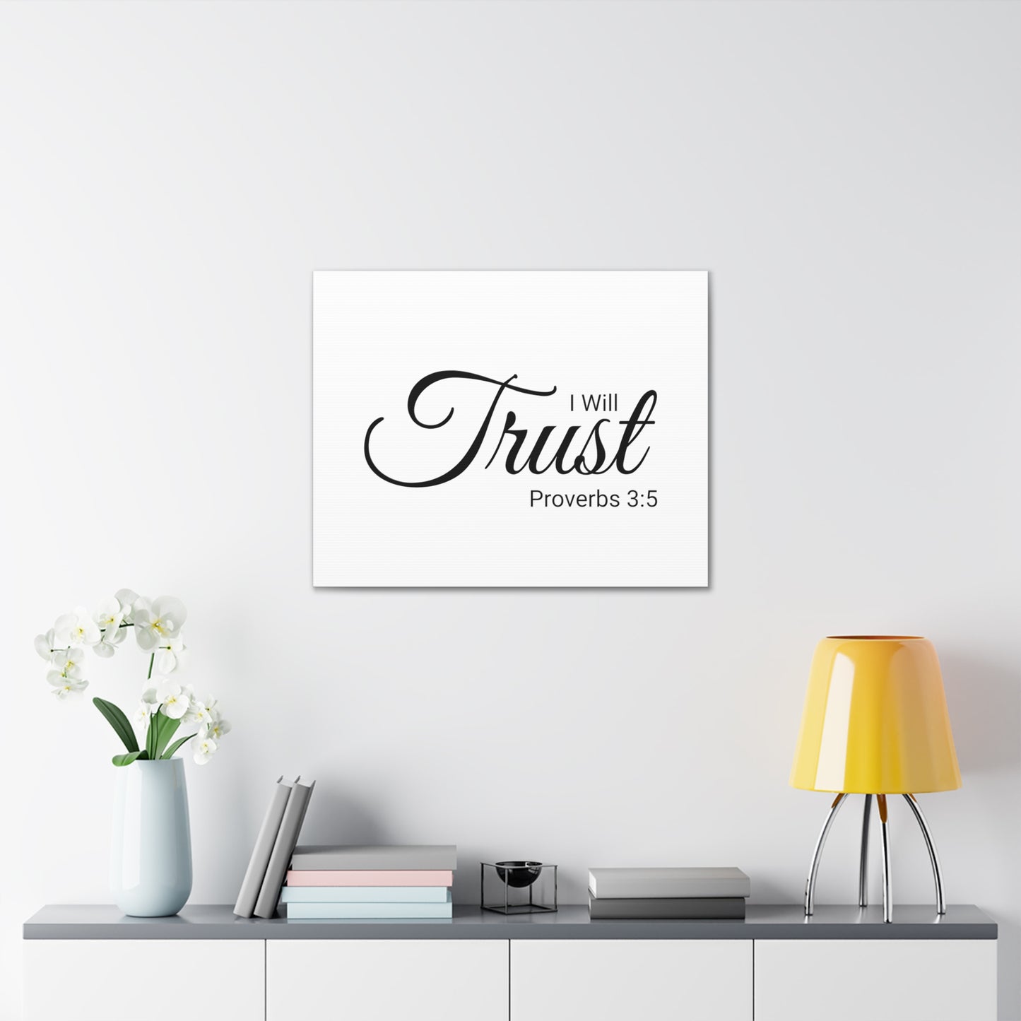 Christian Wall Art "I will Trust" Verse Proverbs 3:5 Ready to Hang Unframed