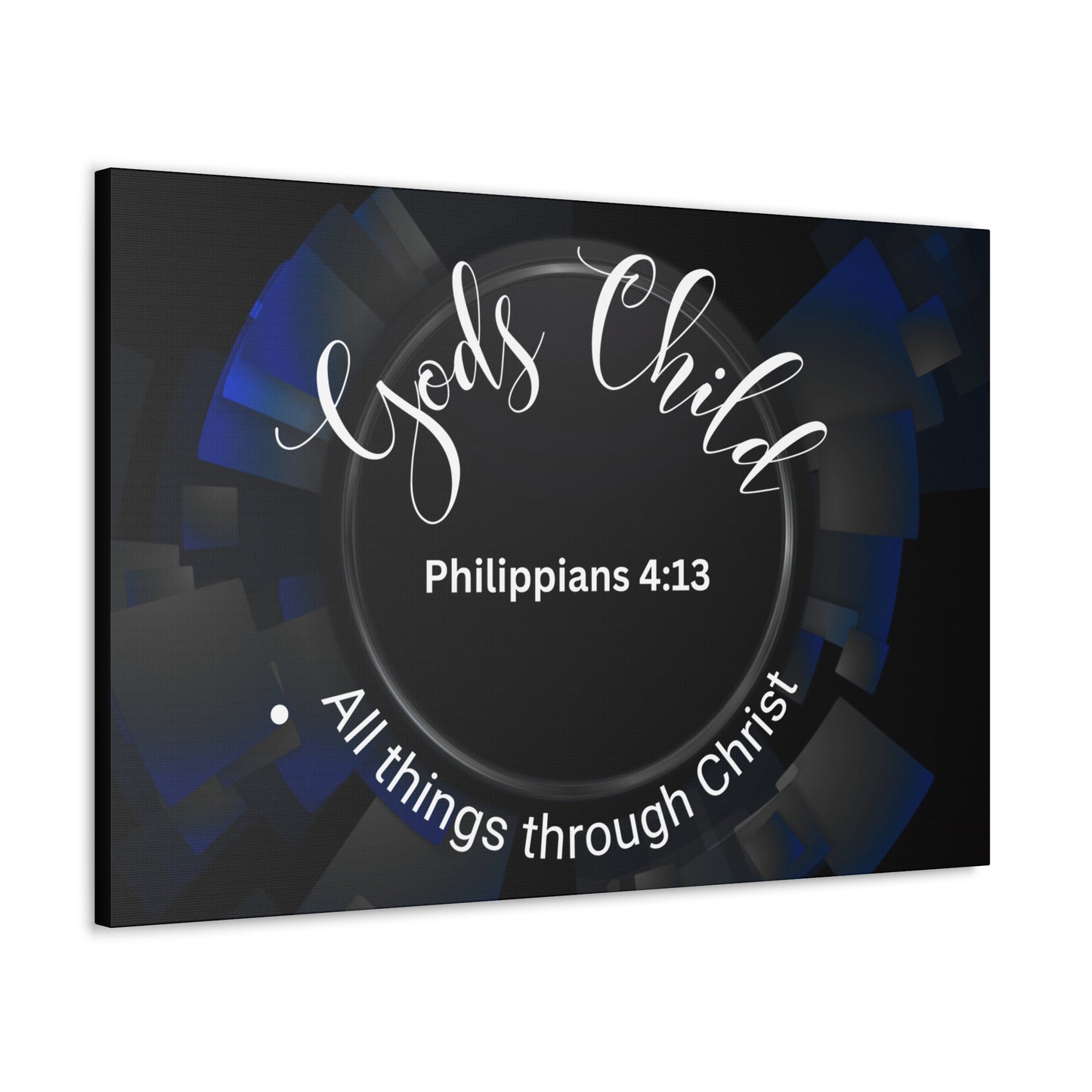 Christian Wall Art: Scripture Philippians 4:13 All thing through Christ/Gods Child (Wood Frame Ready to Hang)