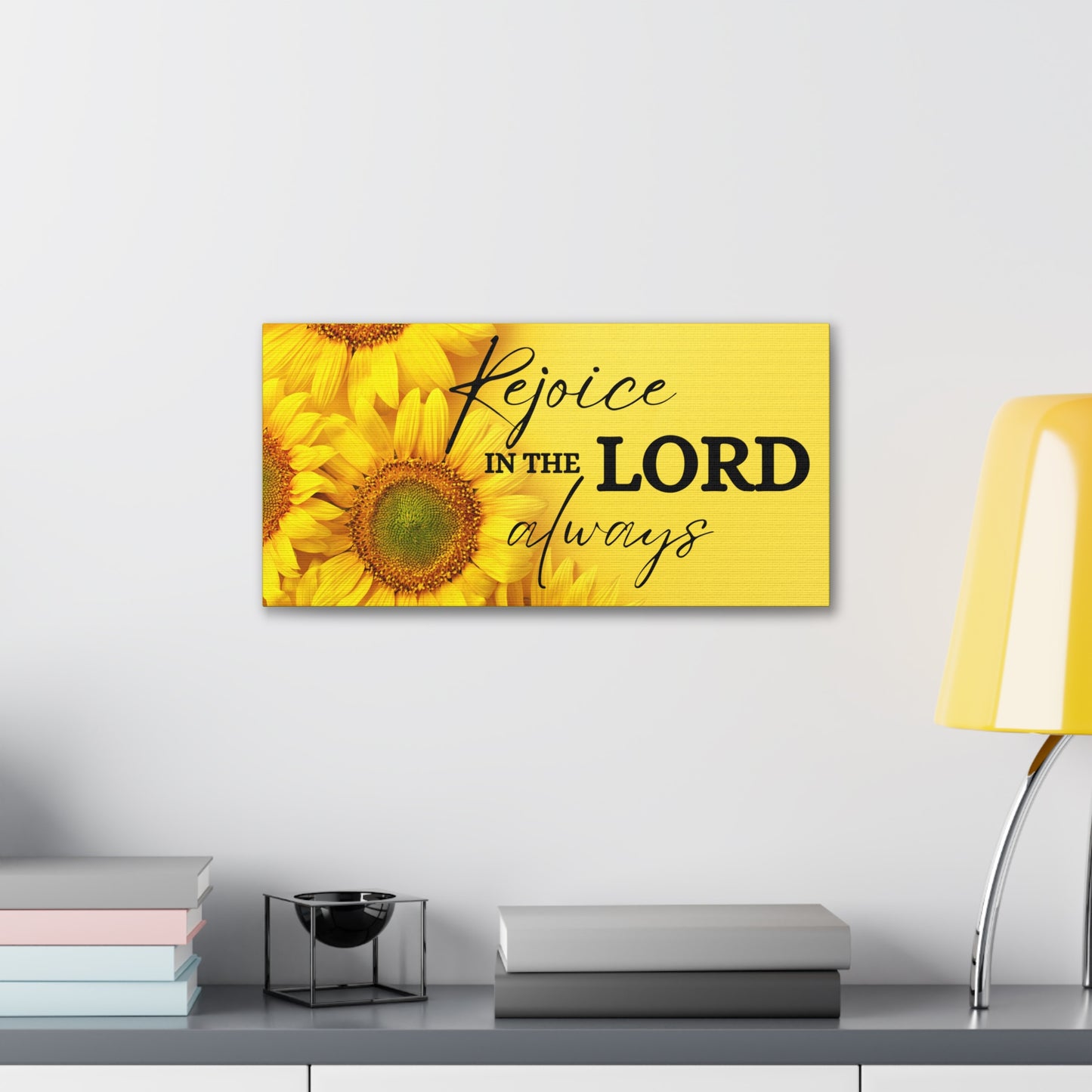 Christian Wall Art: Rejoice in the Lord (Wood Frame Ready to Hang)