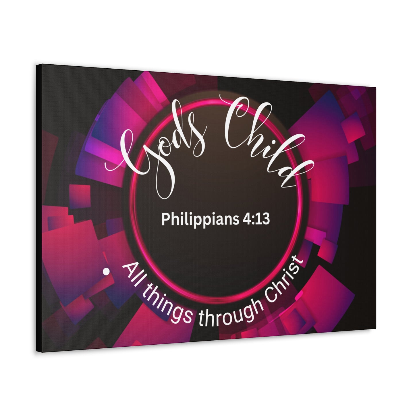 Christian Wall Art: Scripture Philippians 4:13 All thing through Christ/Gods Child (Wood Frame Ready to Hang)