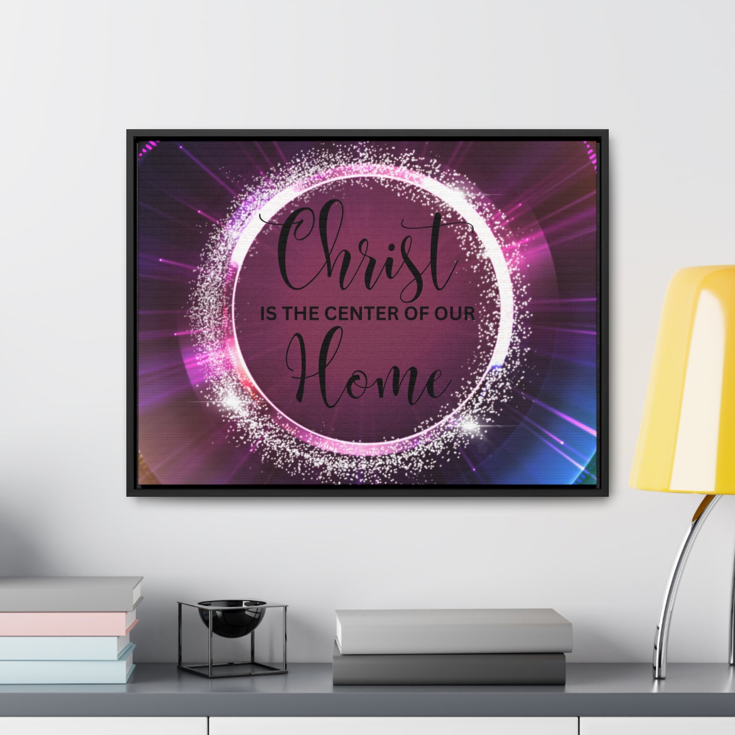 Christian Wall Art: Christ Is the Center of Our Home (Floating Frame)