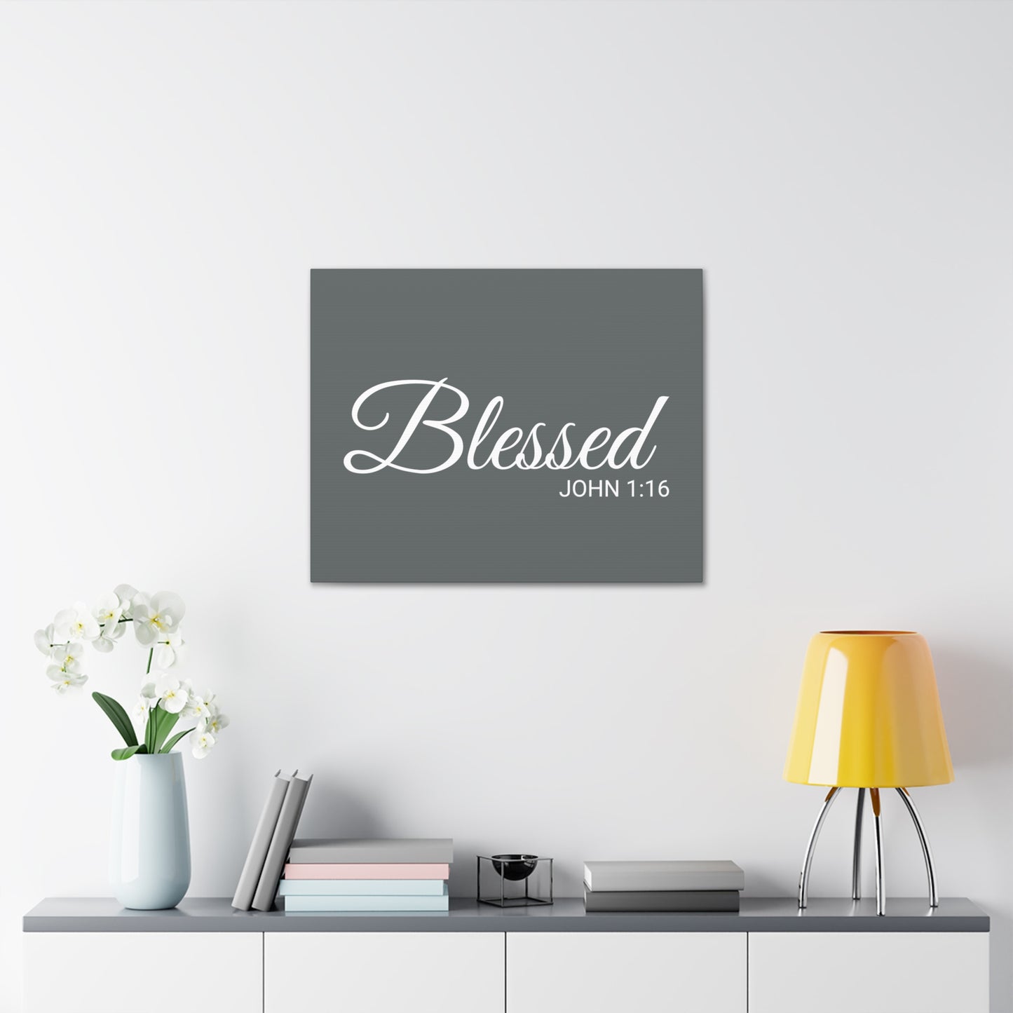 Christian Wall Art "Blessed" Verse John 1:16 - Ready to Hang Unframed