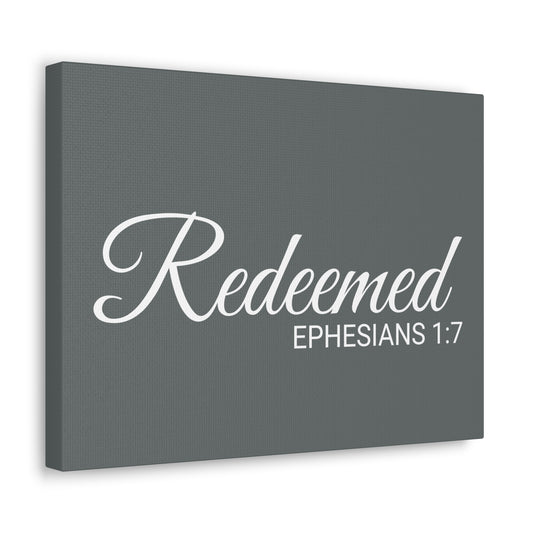 Arte de pared cristiano "Redimido" Versículo Efesios 1:7 Listo para colgar sin marco