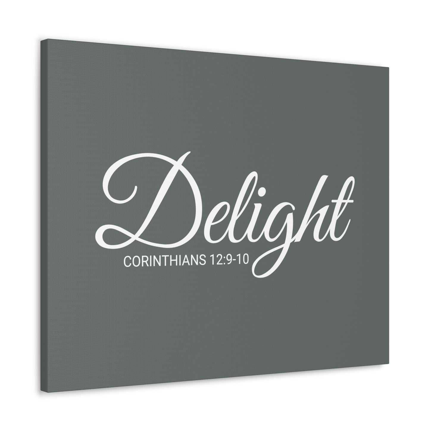 Christian Wall Art "Delight" Verse Corinthians 12:9-10 - Ready to Hang Unframed