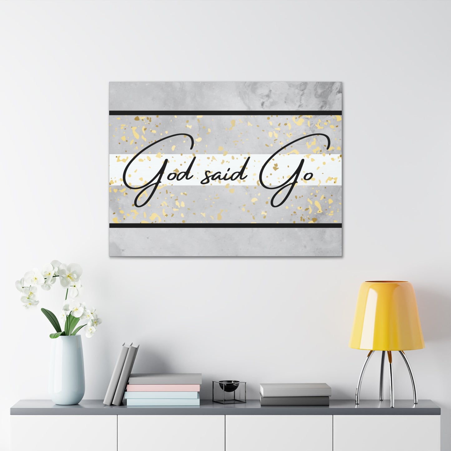 Christian Wall Art: God said Go (Wood Frame Ready to Hang)