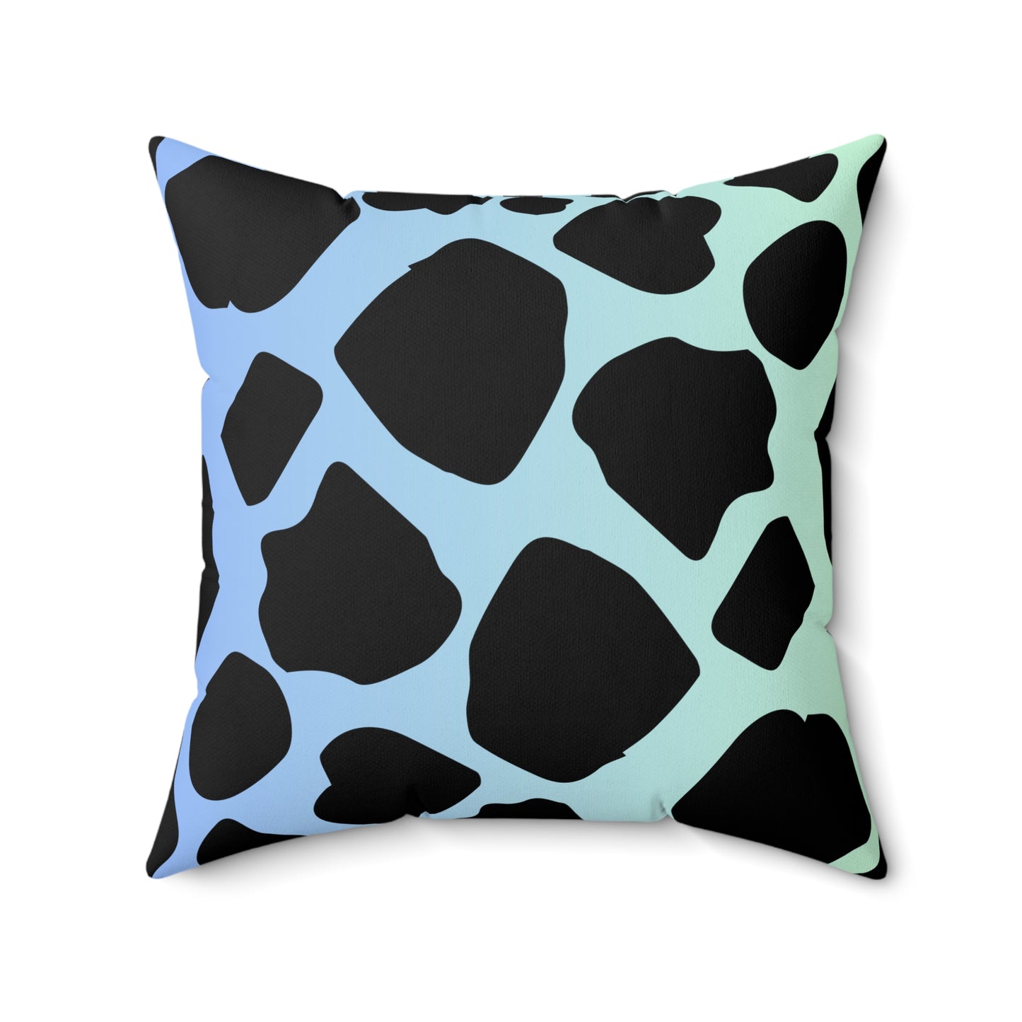 Cow Print Blue-Green Ombre Throw Pillow