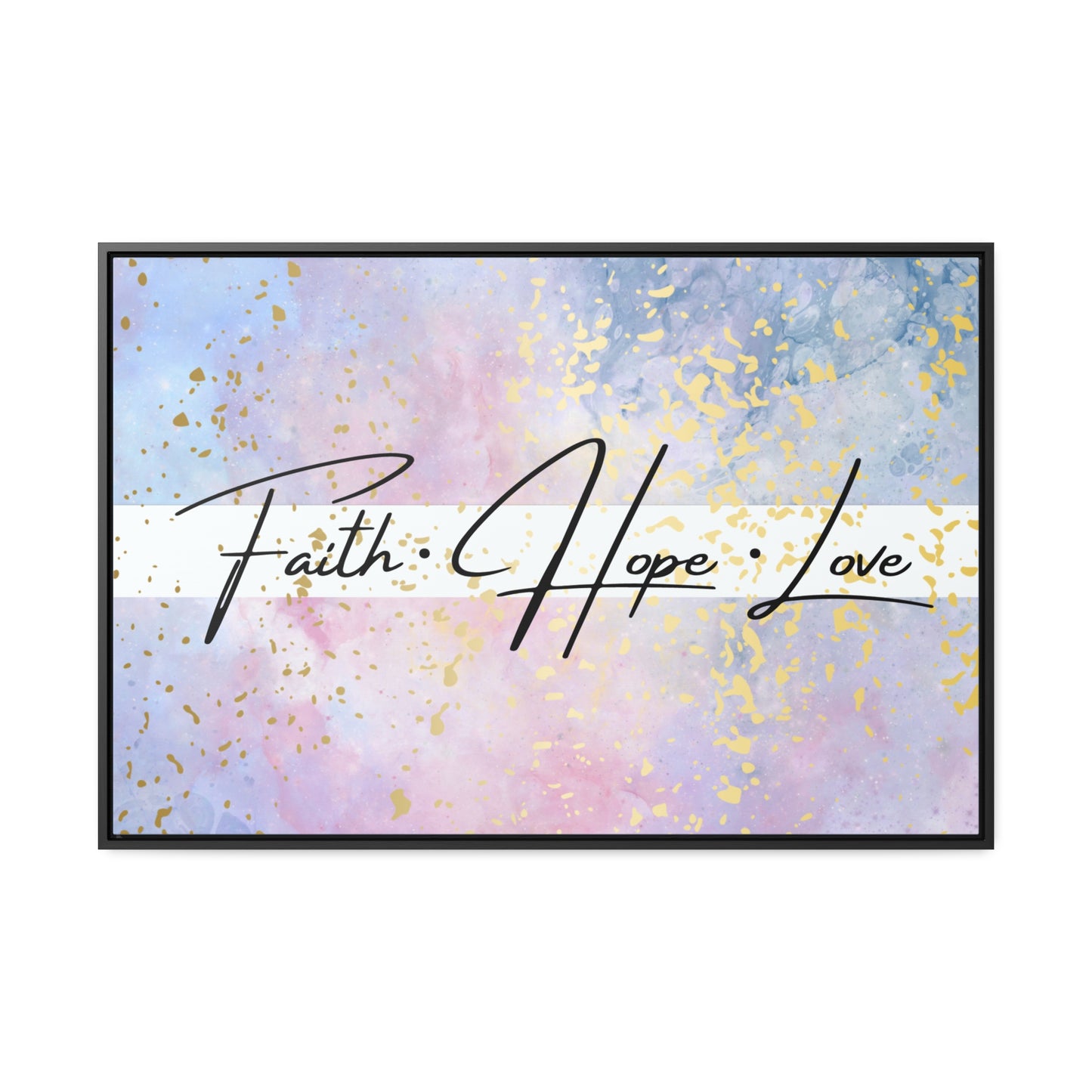 Christian Wall Art: Faith Love Hope (Floating Frame)