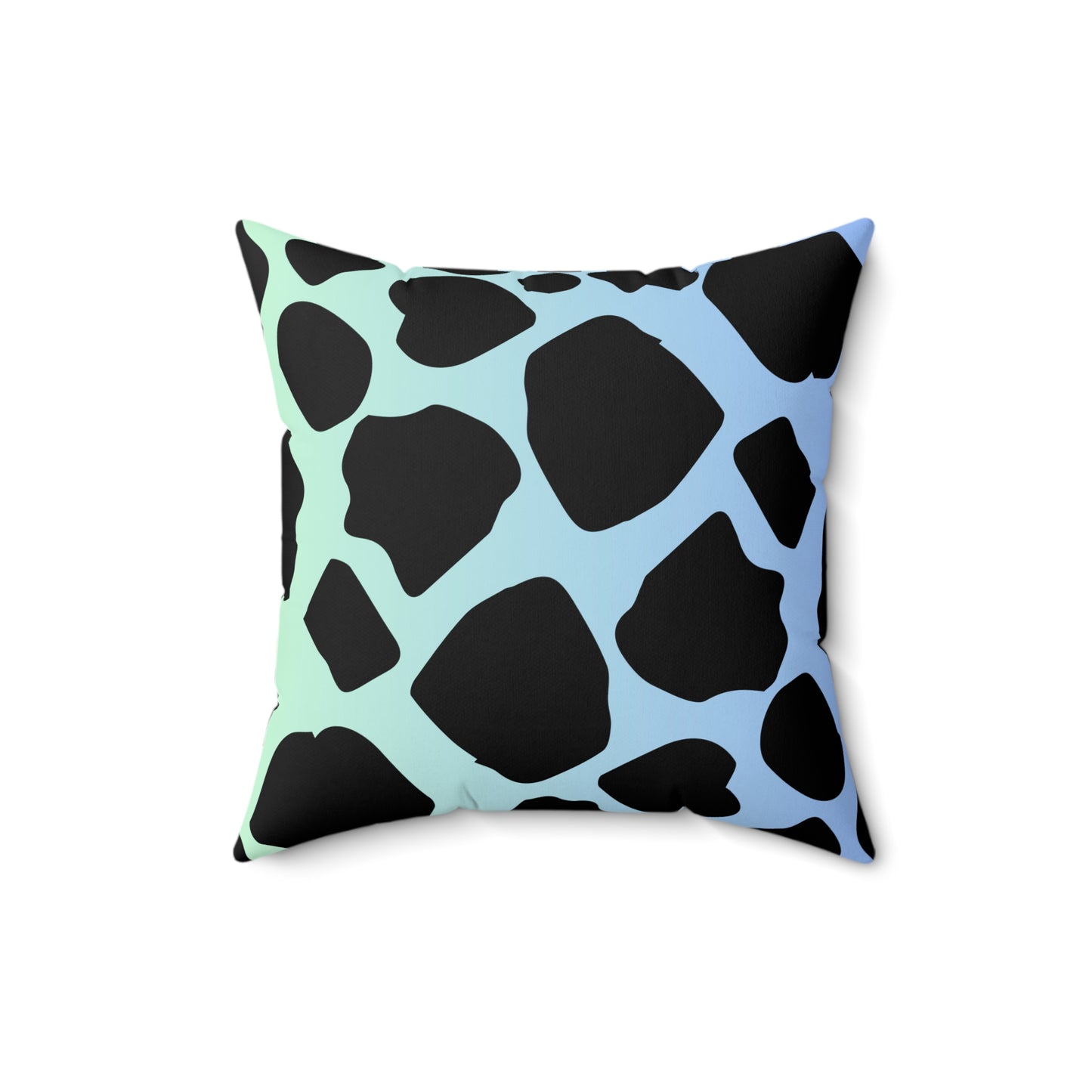Cow Print Blue-Green Ombre Throw Pillow