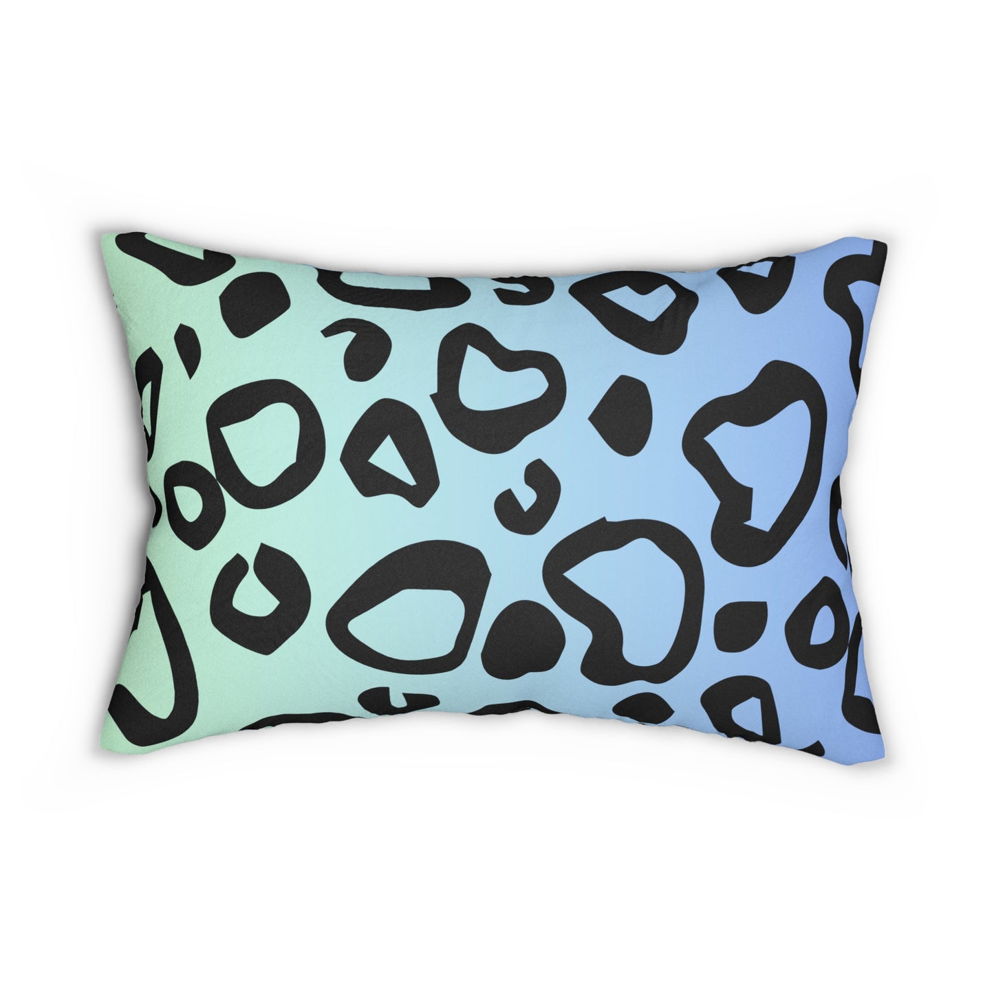 Leopard Print Blue-Green Ombre Accent Pillow