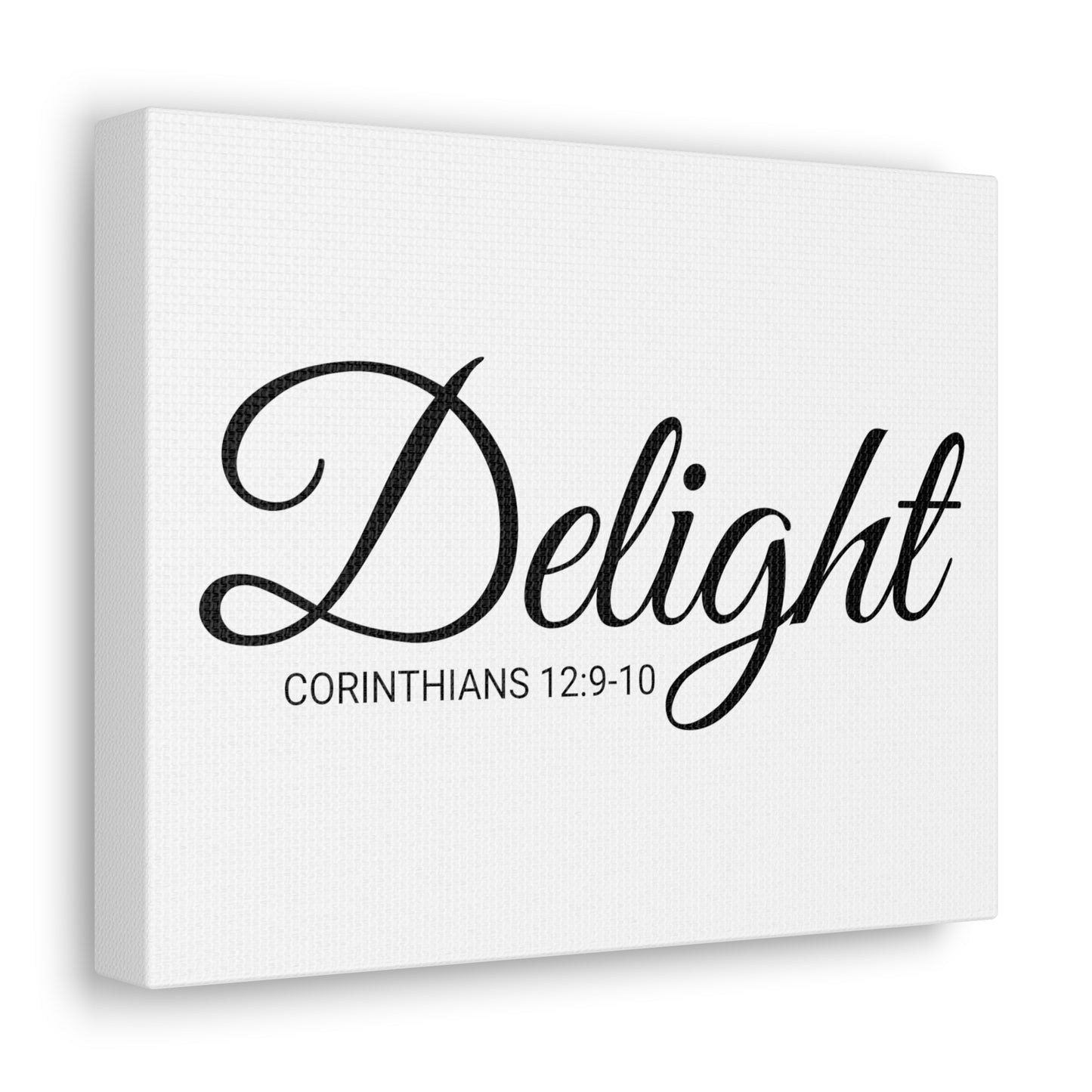 Christian Wall Art "Delight" Verse Corinthians 12:9-10 - Ready to Hang Unframed