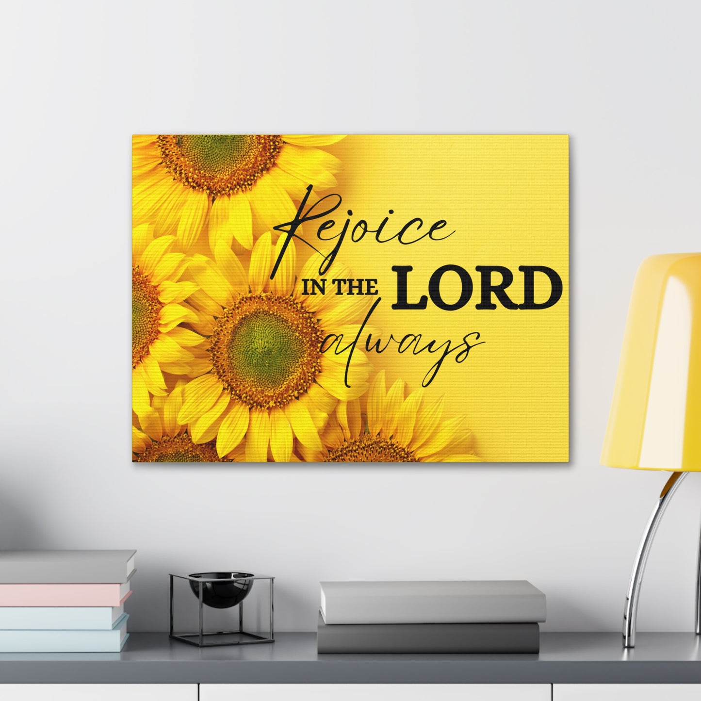 Christian Wall Art: Rejoice in the Lord (Wood Frame Ready to Hang)