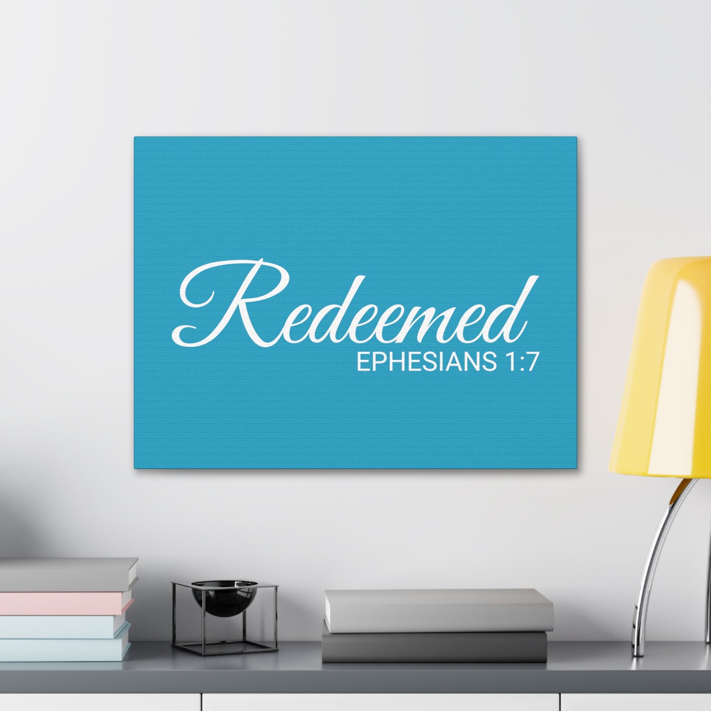 Christian Wall Art "Redeemed" Verse Ephesians 1:7 Ready to Hang Unframed