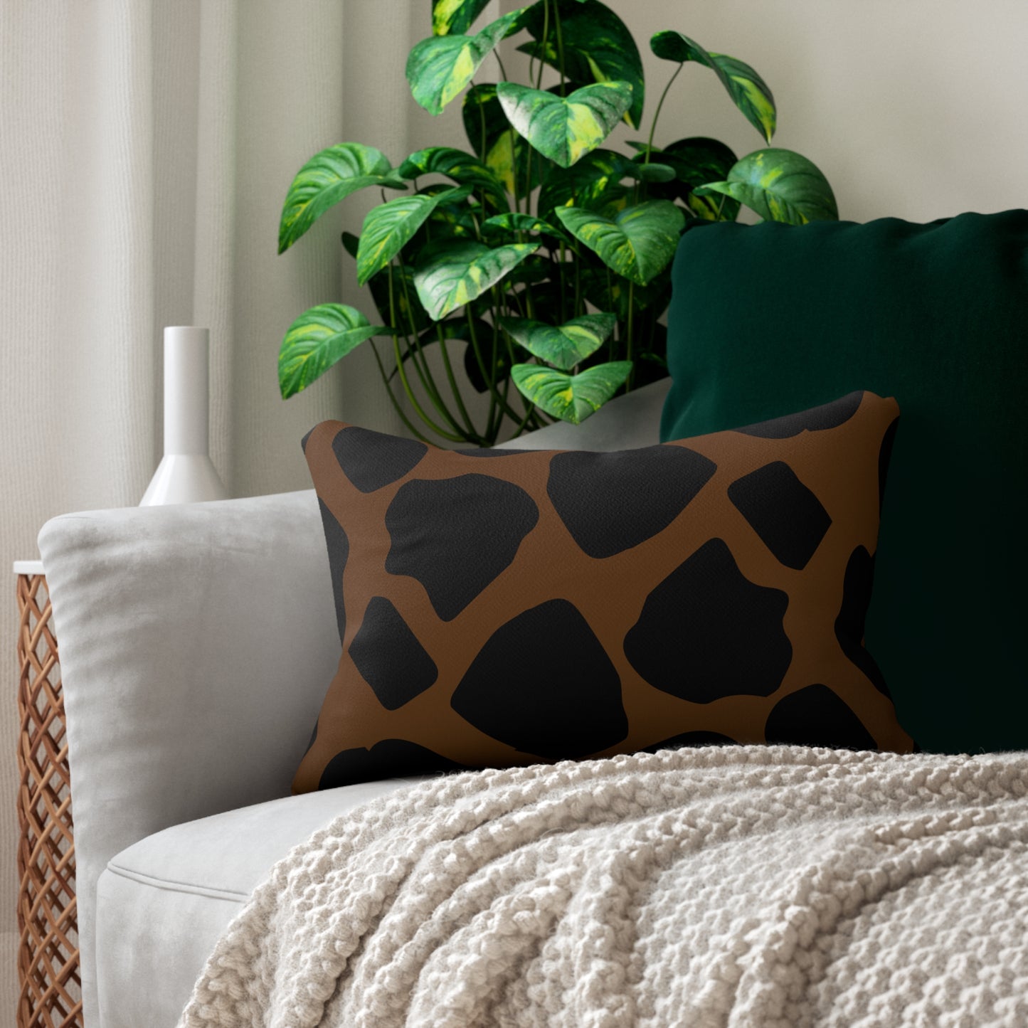 Cow Print (Dual) Brown Accent Pillow