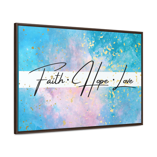 Arte de pared cristiano: fe, amor, esperanza (marco flotante)