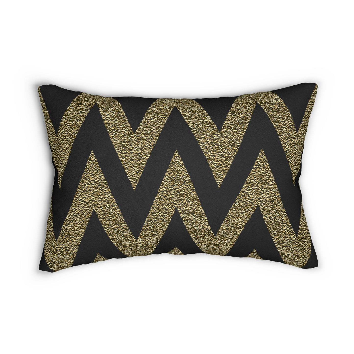 Almohada decorativa en zigzag negra y dorada