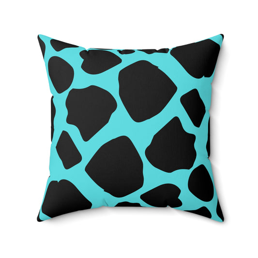 Cow Print Turquoise Throw Pillow