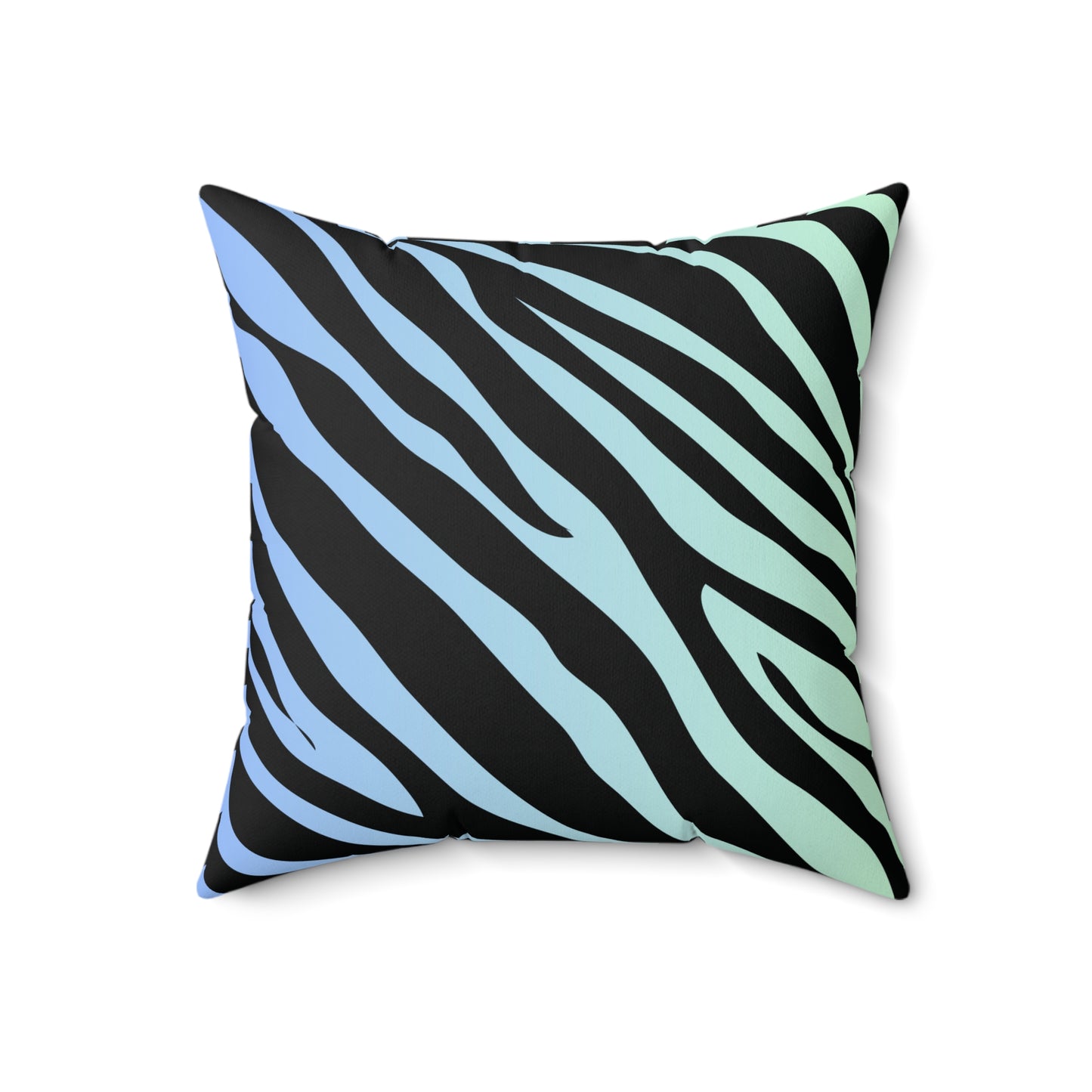 Zebra Print Blue-Green Ombre Throw Pillow