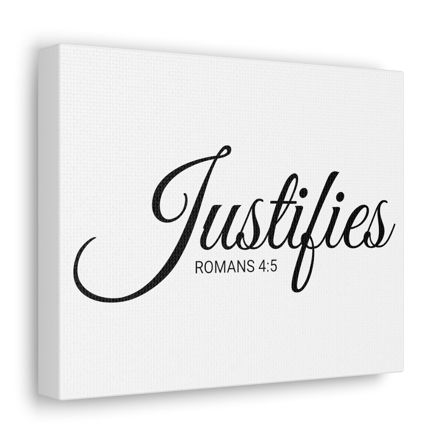 Christian Wall Art "Justifies" Verse Romans 4:5 Ready to Hang Unframed