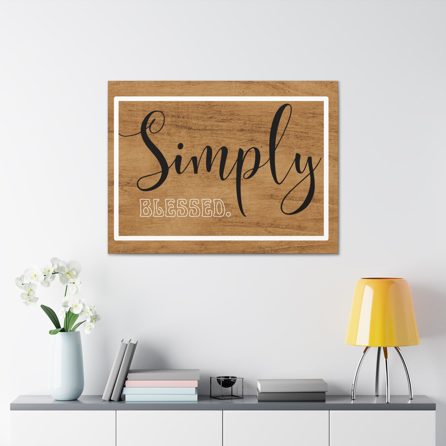 Christian Wall Art: Simply Blessed (Wood Frame Ready to Hang)