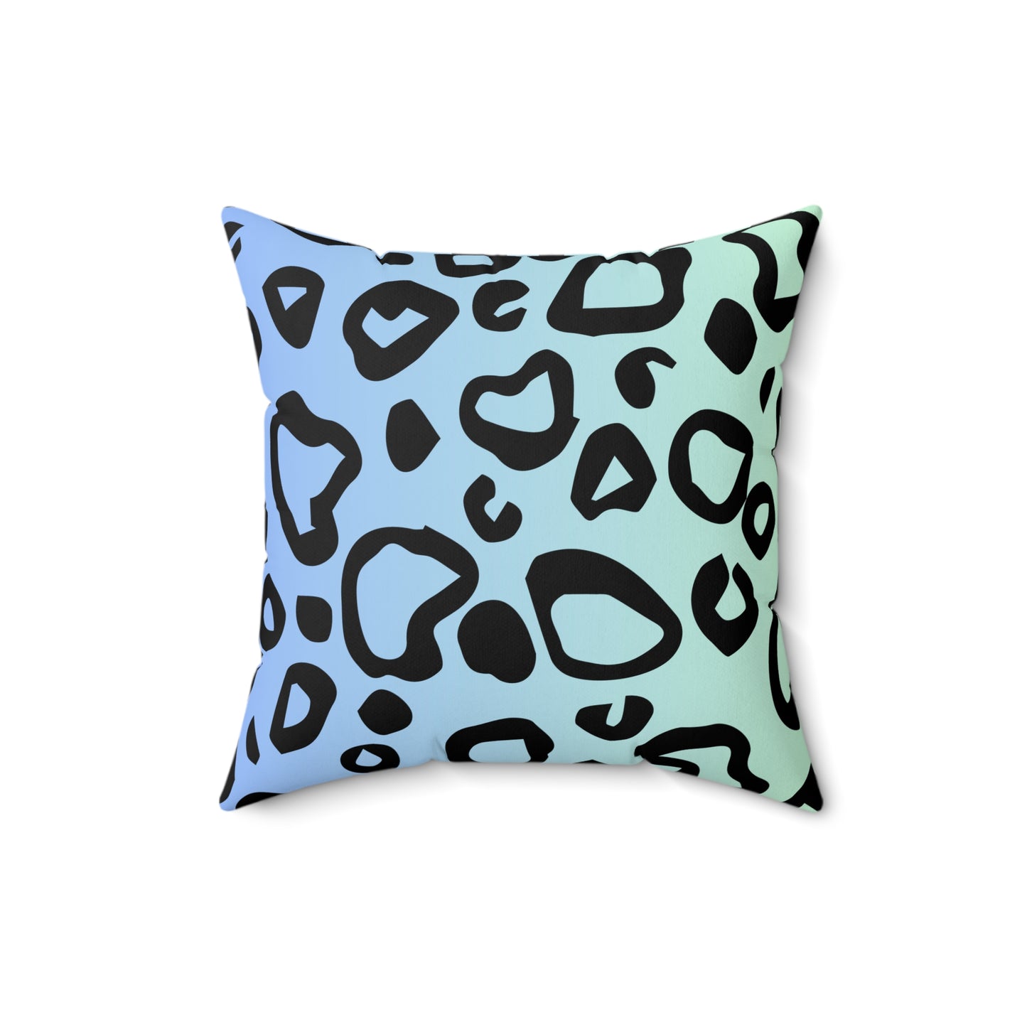 Leopard Print Blue-Green Ombre Throw Pillow