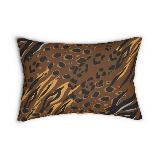 Almohada decorativa marrón con estampado animal (doble)