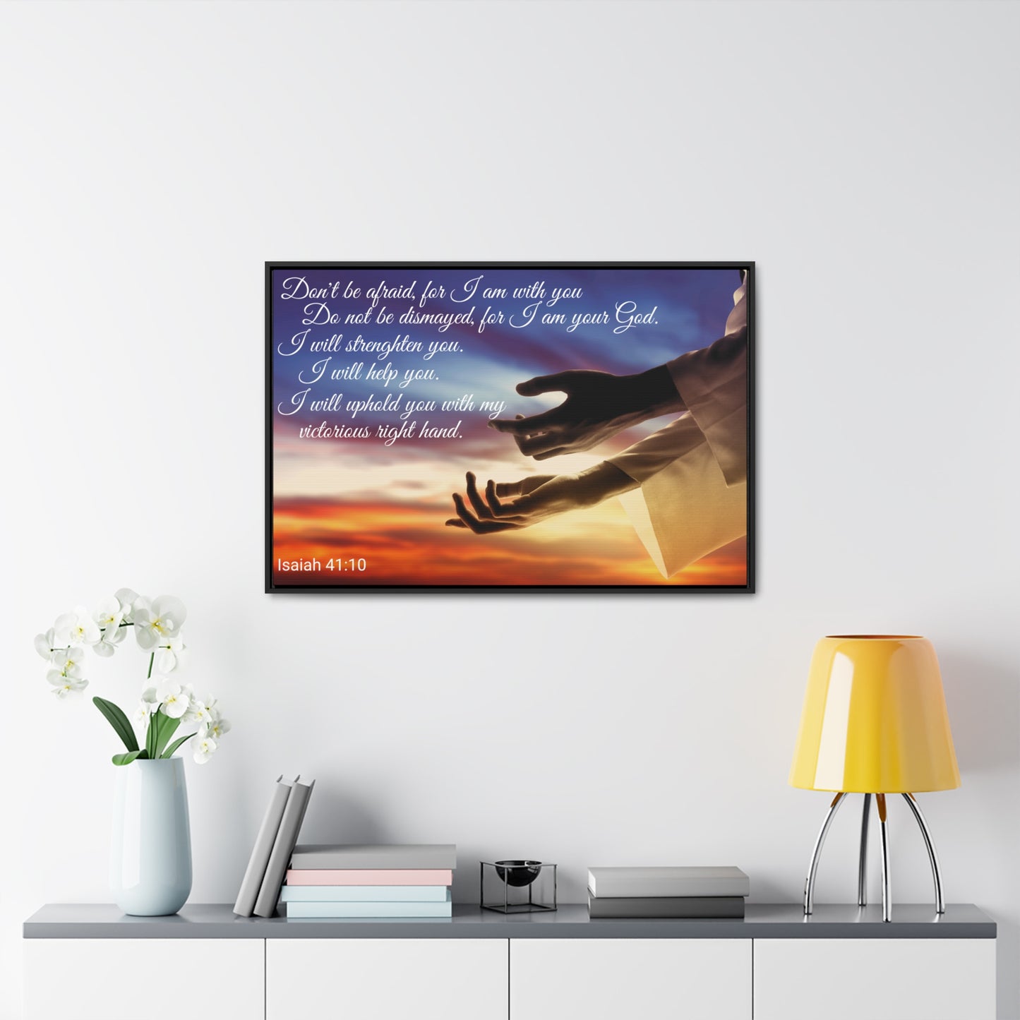 Christian Wall Art: Scripture Isaiah 41:10 (Floating Frame)