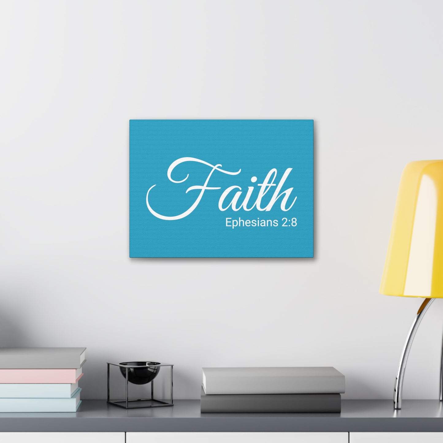 Christian Wall Art "Faith" Verse Ephesians 2:8 Ready to Hang Unframed