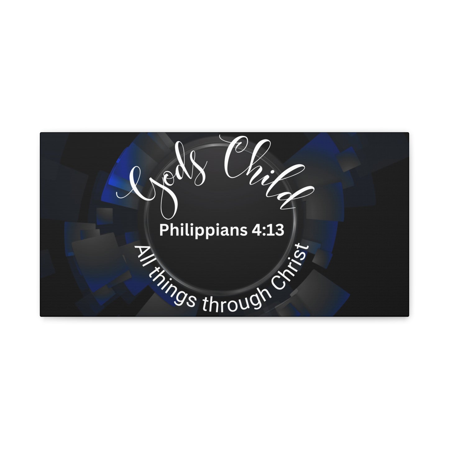 Christian Wall Art: Scripture Philippians 4:13 All thing through Christ/Gods Child (Wood Frame Ready to Hang)