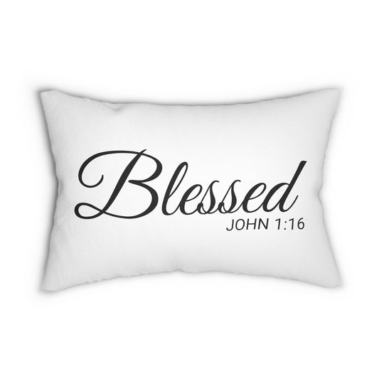 Cojín decorativo Escritura Bendito Juan 1:16 Versículo bíblico