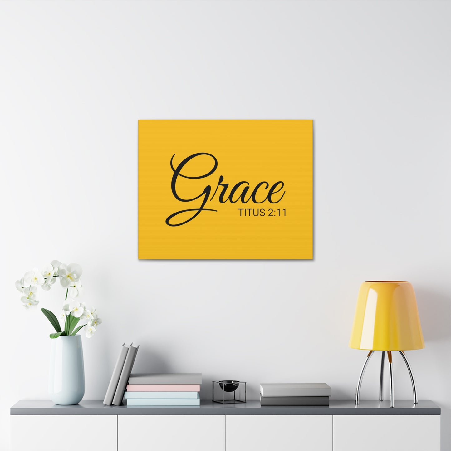 Arte de pared cristiano "Grace" Versículo Tito 2:11 listo para colgar sin marco