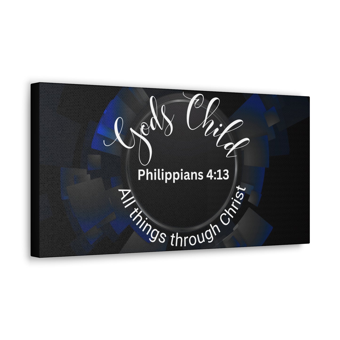 Christian Wall Art: Scripture Philippians 4:13 All thing through Christ/Gods Child (Wood Frame Ready to Hang)