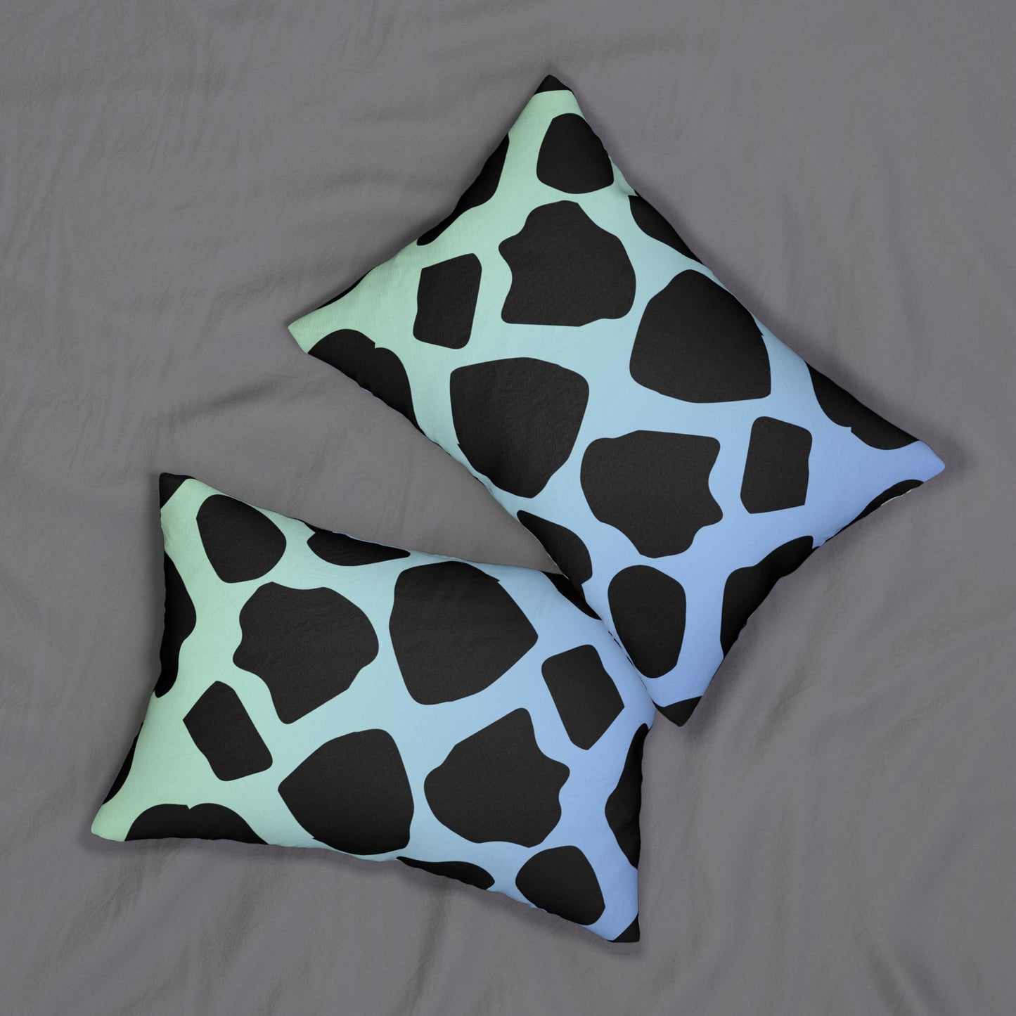 Cow Print Blue-Green Ombre Accent Pillow