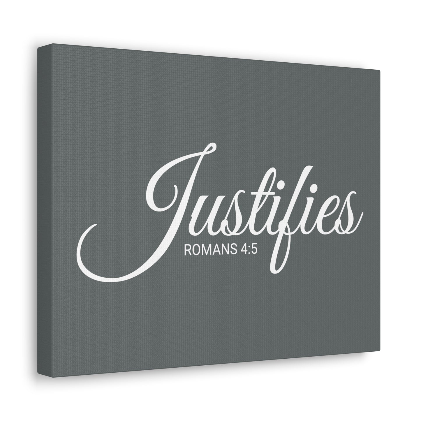 Christian Wall Art "Justifies" Verse Romans 4:5 Ready to Hang Unframed