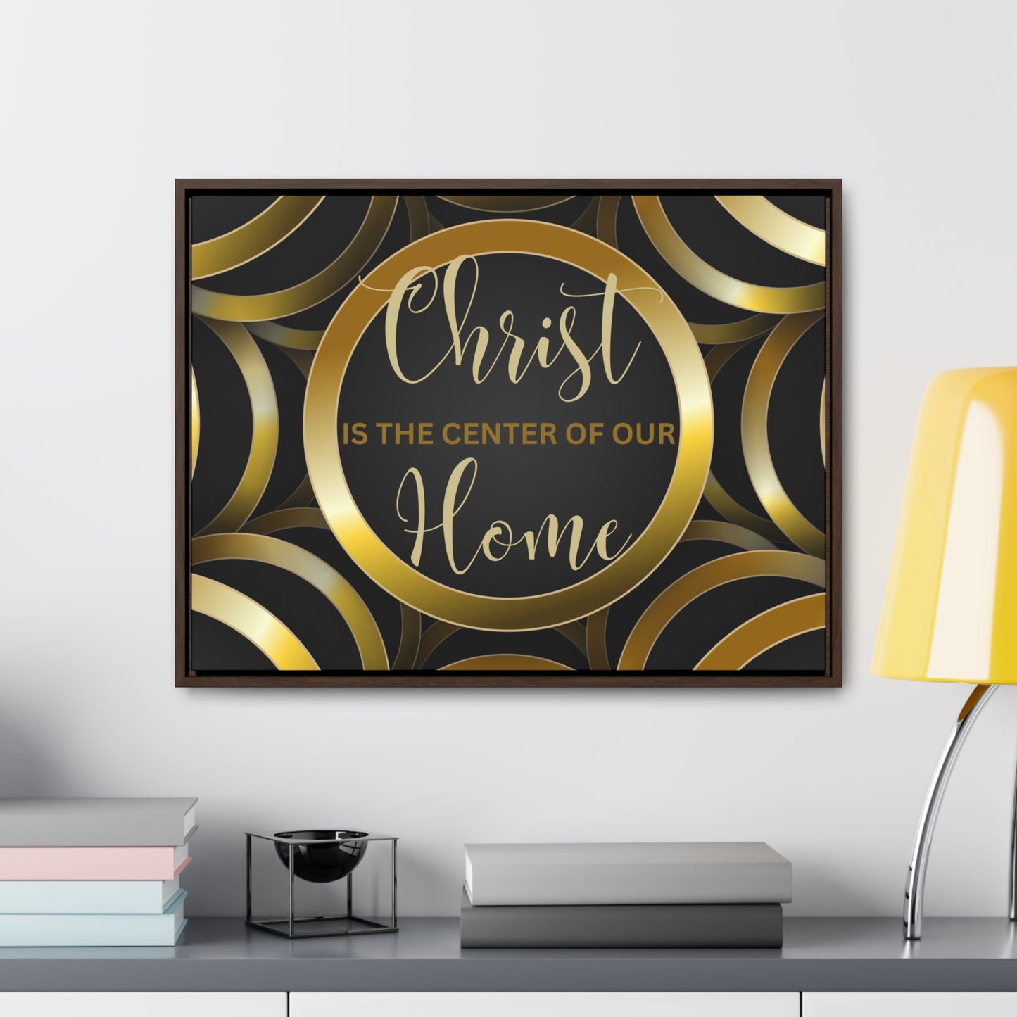 Christian Wall Art: Christ Is the Center of Our Home (Floating Frame)