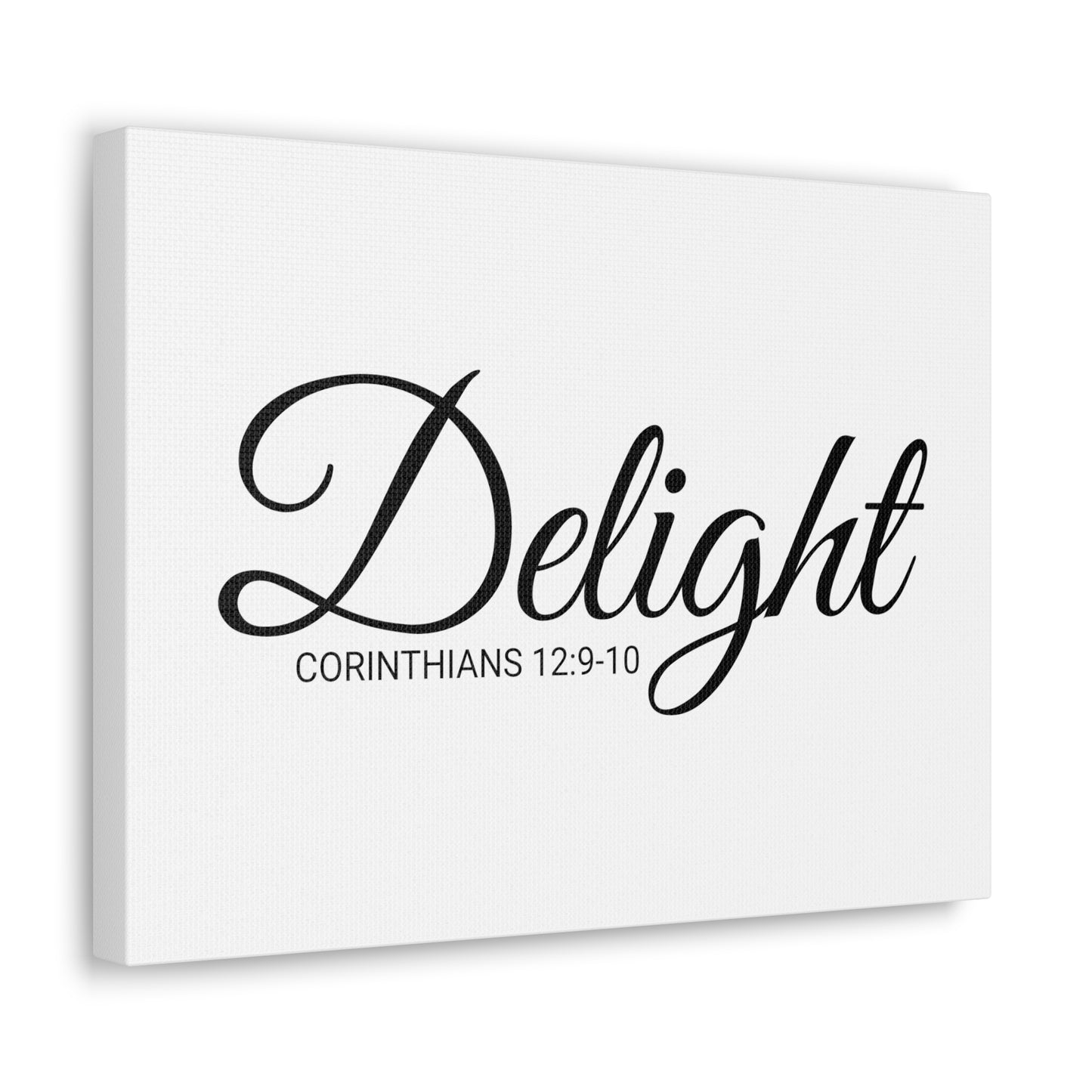 Christian Wall Art "Delight" Verse Corinthians 12:9-10 - Ready to Hang Unframed