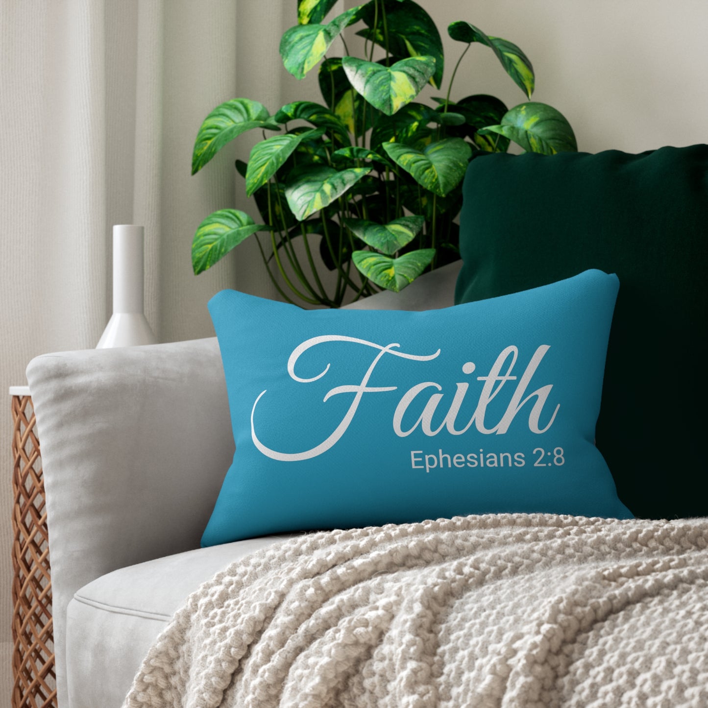 Scripture Faith Ephesians 2:8 Bible Verse Pillow