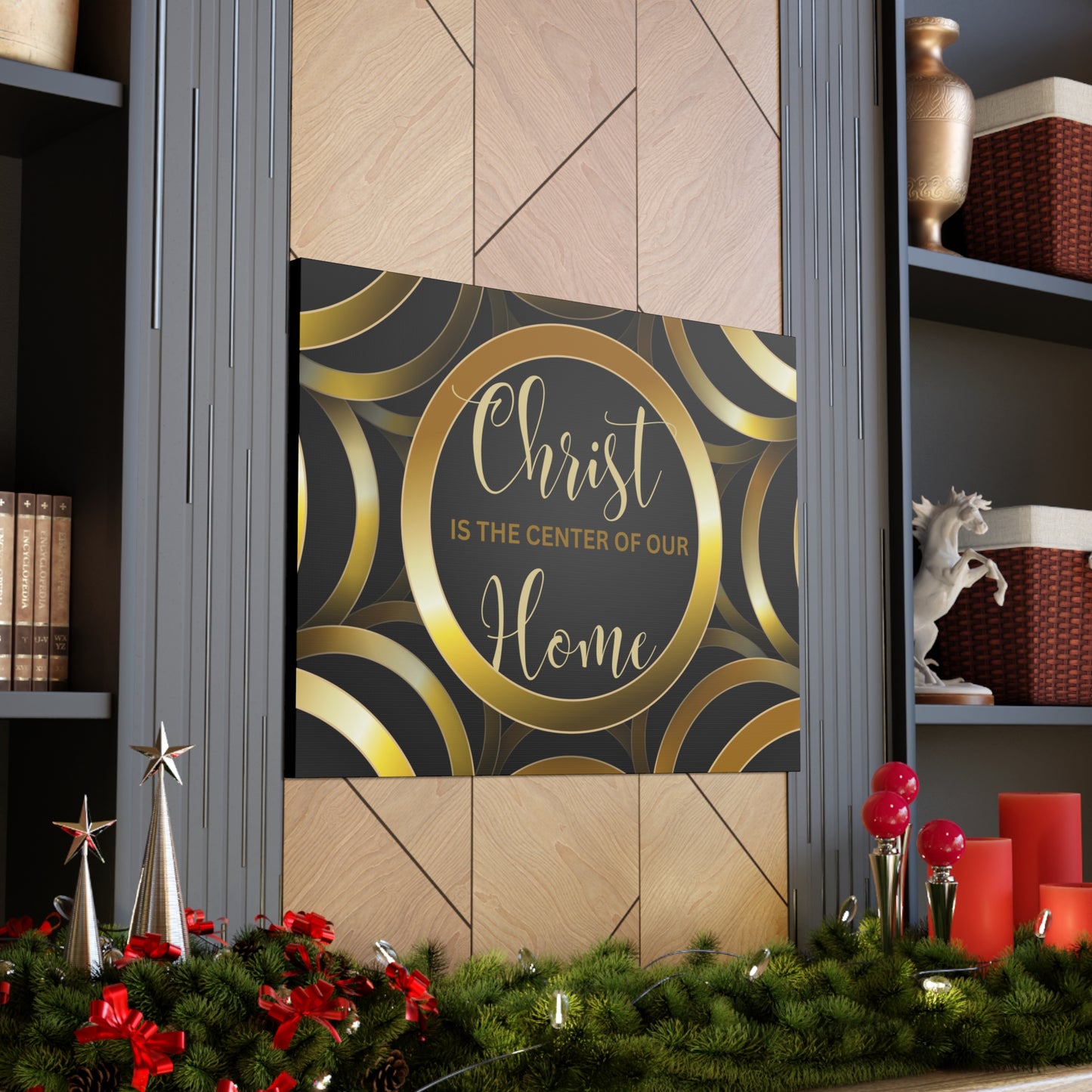 Christian Wall Art: Christ Is the Center of Our Home (Wood Frame Ready to Hang)