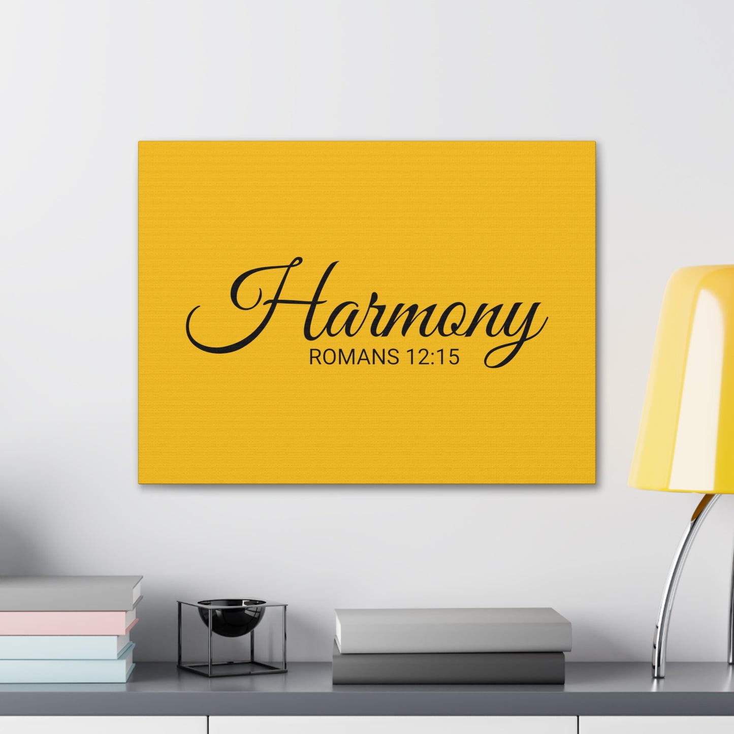 Christian Wall Art "Harmony" Verse Romans 12:15 Ready to Hang Unframed