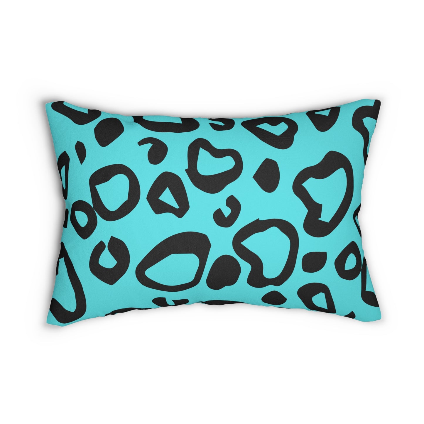 Almohada decorativa turquesa con estampado de leopardo