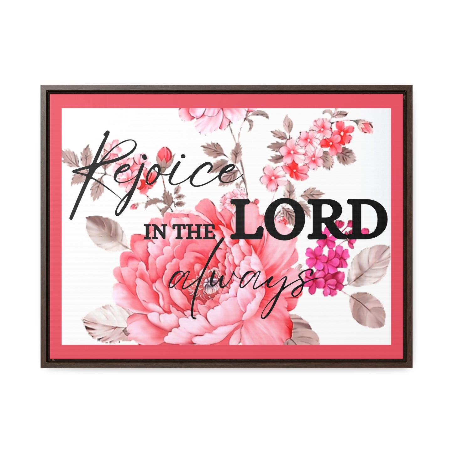 Christian Wall Art: Rejoice in the Lord (Floating Frame)