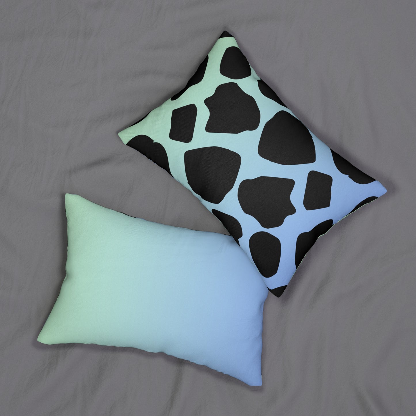 Cow Print (Dual) Blue-Green Ombre Accent Pillow