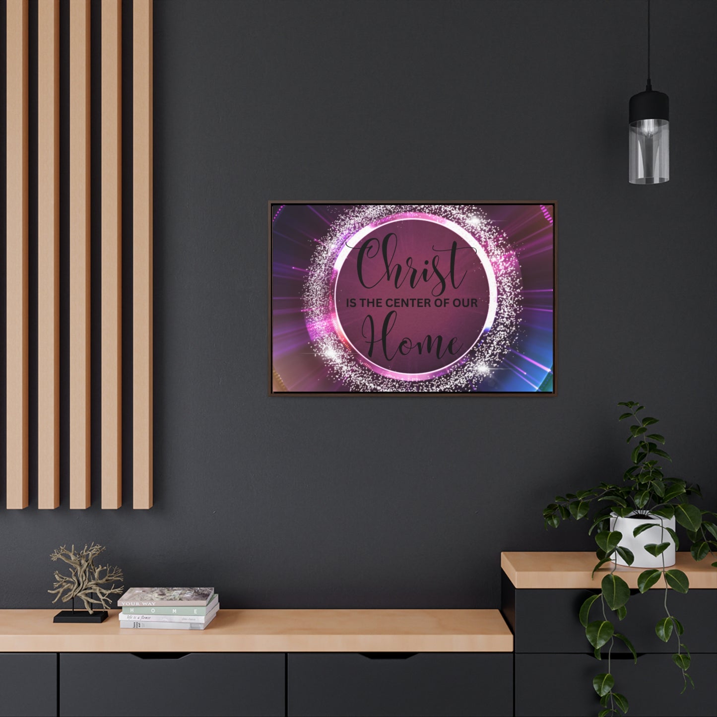 Christian Wall Art: Christ Is the Center of Our Home (Floating Frame)