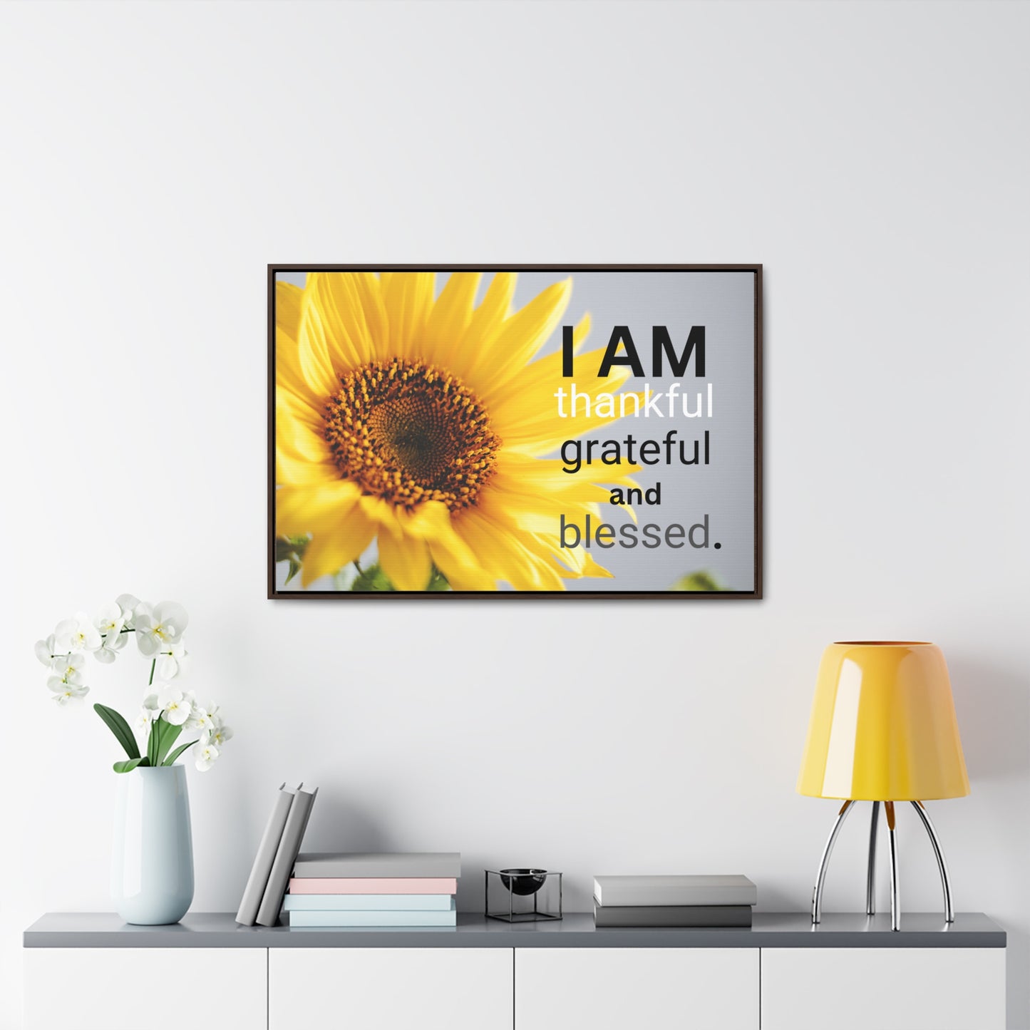 Christian Wall Art: I am Thankful, Grateful and Blessed (Floating Frame)