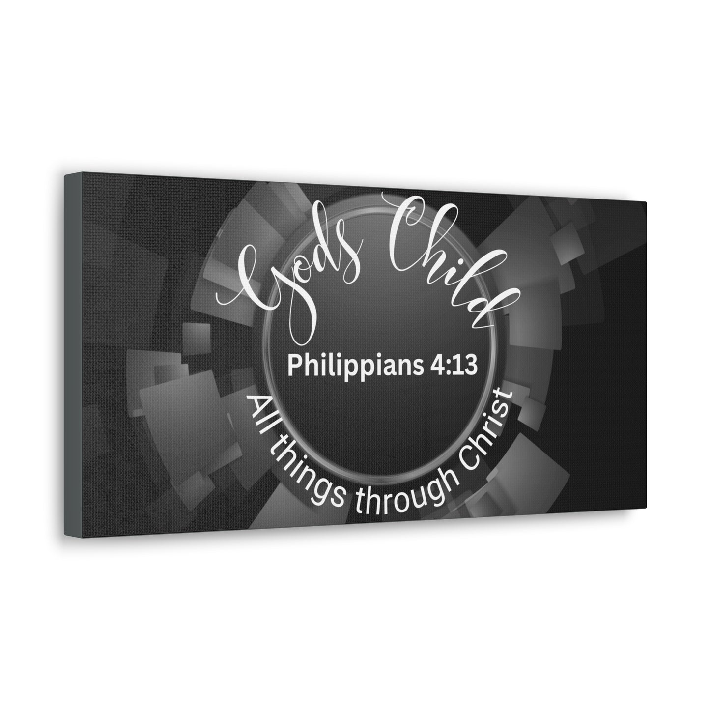 Christian Wall Art: Scripture Philippians 4:13 All thing through Christ/Gods Child (Wood Frame Ready to Hang)