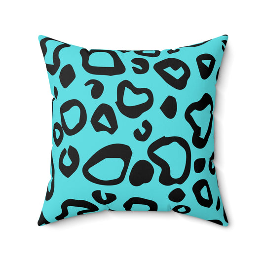 Leopard Print Turquoise Throw Pillow