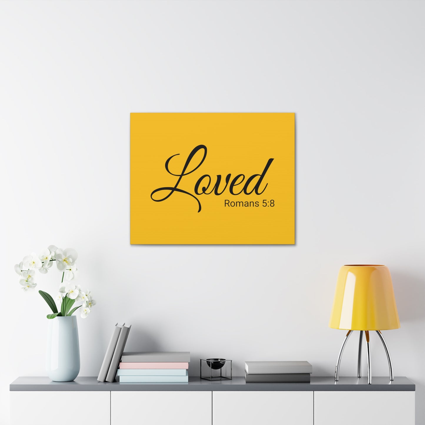 Christian Wall Art "Loved" Verse Romans 5:8 Ready to Hang Unframed